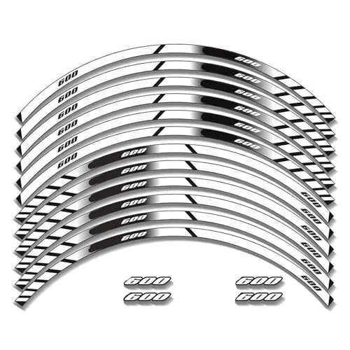 GQUIKGW Motorradaufkleber Für H-ONDA CBF600 CBF 600 Motorrad 17 Zoll Streifen Reflektierende Felgenaufkleber(White) von GQUIKGW