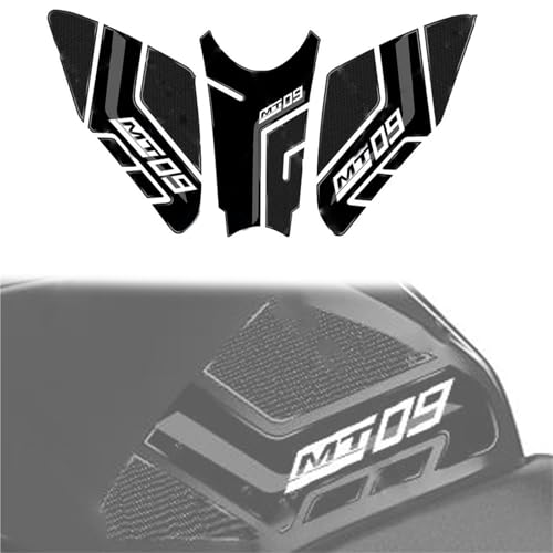 GQUIKGW Motorradaufkleber Tankpad-Schutz Für Yamaha MT 09 MT09 SP 2024 3D-Motorrad-Harzaufkleber, Seitlicher Tankpad, Kratzfester Aufkleber, Tankpad(Nero) von GQUIKGW
