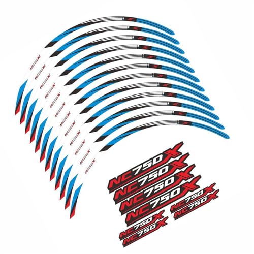 Motorradaufkleber Motorrad Rad Aufkleber Felge Streifen Zubehör Für H-ONDA NC 750 X NC 750X NC750X 2014 2015 2016 2017 2018-2023 (Color : Blu) von GQUIKGW