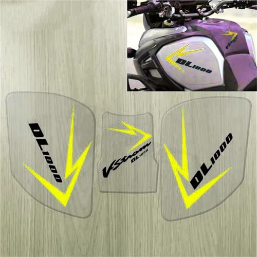 Motorradaufkleber Motorradzubehör Schutz Für SUZUKI V-Strom DL1000 DL 1000 VSTROM 2014 2015 2016 2017 2018 2019 Transparenter 3D-Harz-Tankpad-Aufkleber(Yellow) von GQUIKGW