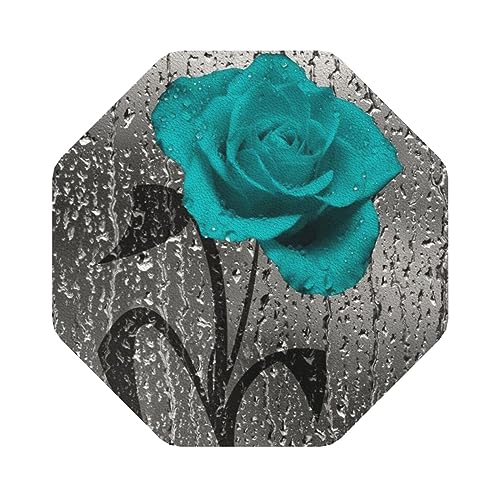 4er-Set Untersetzer aus Leder in Blaugrün mit Rosen-Blumenmuster, Kaffee-Tee-Untersetzer, Untersetzer für Heißgetränke, Vier Formen zur Auswahl 4er-Set Untersetzer aus Leder in Blaugrün mit Rosen-Blumenmuster, Kaffee-Tee-Untersetzer, Untersetzer für Heißgetränke, Vier Formen zur Auswahl von GQWJKSZ