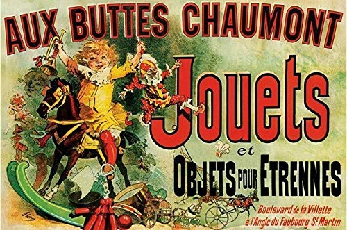 Aux Buttes Chaumont Jouets Metall-Blechschild, Dekor, 20,3 x 30,5 cm, geeignete Plakette für Cafés, Restaurants, Hotels, Bars, Bauernhäuser, Gärten von GQWJKSZ