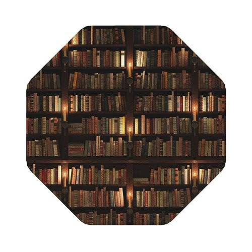 Bibliothek Bücherregal Buchdruck Lederuntersetzer 4er-Set, Kaffee-Tee-Untersetzer, Vier Formen zur Auswahl von GQWJKSZ
