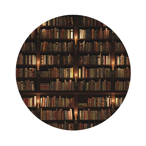 Bibliothek Bücherregal Buchdruck Lederuntersetzer 4er-Set, Kaffee-Tee-Untersetzer, Vier Formen zur Auswahl von GQWJKSZ