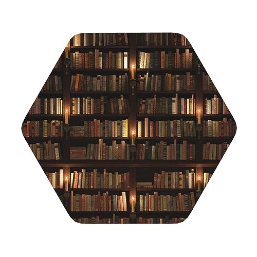 Bibliothek Bücherregal Buchdruck Lederuntersetzer 4er-Set, Kaffee-Tee-Untersetzer, Vier Formen zur Auswahl von GQWJKSZ