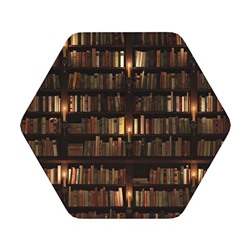 Bibliothek Bücherregal Buchdruck Lederuntersetzer 6er-Set, Kaffee-Tee-Untersetzer, Vier Formen zur Auswahl von GQWJKSZ