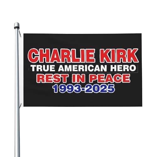 Charlie Kirk, True American Hero, Ruhe in Frieden, Heimflagge, 91 x 152 cm, für Veranda, Außen- und Innenbereich, Hinterhof, Rasen, hängende Dekoration, Hofflagge, Banner, Schild Charlie Kirk, True American Hero, Ruhe in Frieden, Heimflagge, 91 x 152 cm, für Veranda, Außen- und Innenbereich, Hinterhof, Rasen, hängende Dekoration, Hofflagge, Banner, Schild von GQWJKSZ