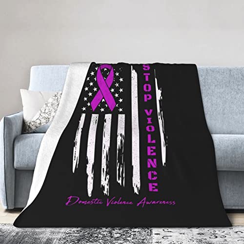 End & Stop Domestic Violence Flannel Blanket Ultra Soft Micro Fleece Throw Blankets Warm Air Conditioning Lightweight Bedding for Sofa Couch Chair All Season von GQWJKSZ