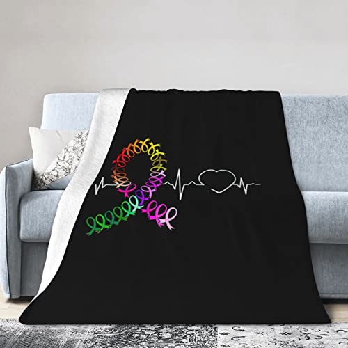 Fight Cancer in Fight Cancer Awareness Ribbons Flannel Blanket Ultra Soft Micro Fleece Throw Blankets Warm Air Conditioning Lightweight Bedding for Sofa Couch Chair All Season von GQWJKSZ