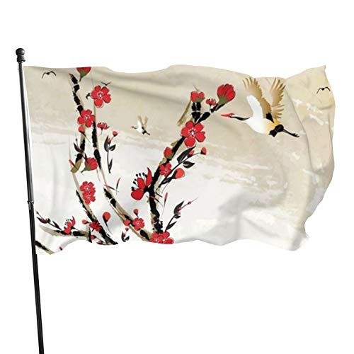 Flagge, 90 x 150 cm, dekoratives Banner für den Außenbereich, große Gartenflagge, rote Kirschblüten-Blume, lustige Flagge, lebendige Farben, Windward-Flagge, Polyester-Hofflagge, saisonale Flagge für Flagge, 90 x 150 cm, dekoratives Banner für den Außenbereich, große Gartenflagge, rote Kirschblüten-Blume, lustige Flagge, lebendige Farben, Windward-Flagge, Polyester-Hofflagge, saisonale Flagge für von GQWJKSZ