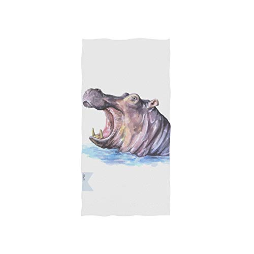 GQWJKSZ Aquarell Nilpferd Badetuch Gesicht Gym Spa Handtuch von GQWJKSZ
