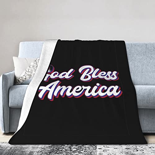 God Bless America Patriotic USA Flannel Blanket Ultra Soft Micro Fleece Throw Blankets Warm Air Conditioning Lightweight Bedding for Sofa Couch Chair All Season von GQWJKSZ