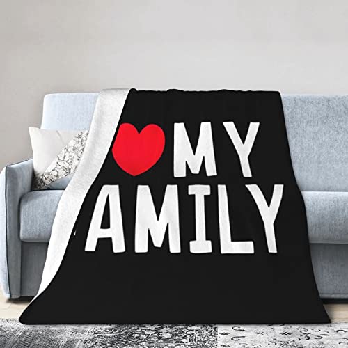 I Love My Family Flannel Blanket Ultra Soft Micro Fleece Throw Blankets Warm Air Conditioning Lightweight Bedding for Sofa Couch Chair All Season von GQWJKSZ