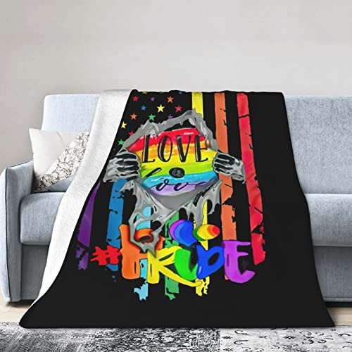 LGBTQ Gay Pride Rainbow Pride Month Lesbian Bisexual Flannel Blanket Ultra Soft Micro Fleece Throw Blankets Warm Air Conditioning Lightweight Bedding for Sofa Couch Chair All Season von GQWJKSZ