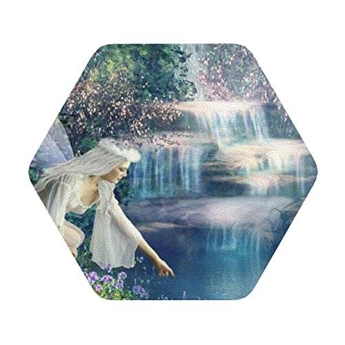 Lake Fairy Print Lederuntersetzer 4er-Set, Kaffee-Tee-Untersetzer, Vier Formen zur Auswahl Lake Fairy Print Lederuntersetzer 4er-Set, Kaffee-Tee-Untersetzer, Vier Formen zur Auswahl von GQWJKSZ