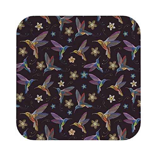 Lederuntersetzer mit Blumen-Kolibri-Stickerei-Druck, 6er-Set, Kaffee-Tee-Untersetzer, Vier Formen zur Auswahl von GQWJKSZ