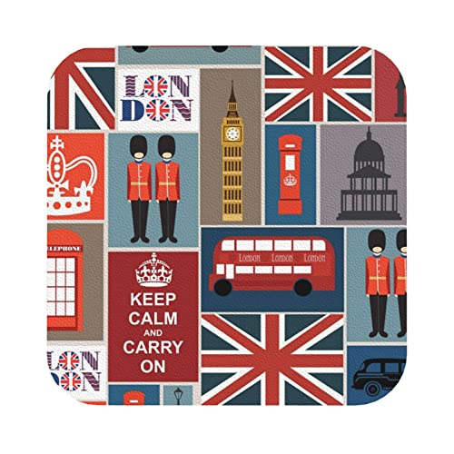 Lederuntersetzer mit England-Symbolen-Aufdruck, 6er-Set, Kaffee-Tee-Untersetzer, Vier Formen zur Auswahl Lederuntersetzer mit England-Symbolen-Aufdruck, 6er-Set, Kaffee-Tee-Untersetzer, Vier Formen zur Auswahl von GQWJKSZ