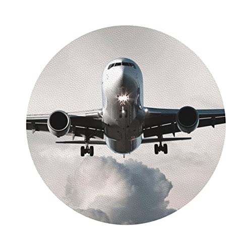 Lederuntersetzer mit Flugzeug-Kunstdruck, 6er-Set, Kaffee-Tee-Untersetzer, Vier Formen zur Auswahl von GQWJKSZ