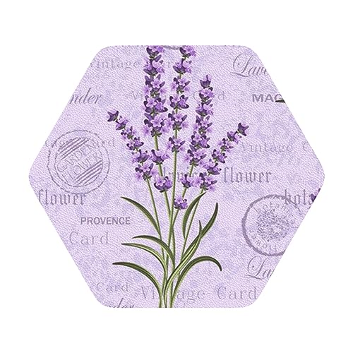 Lederuntersetzer mit Lavendel-Stempeldruck, 6er-Set, Kaffee-Tee-Untersetzer, Vier Formen zur Auswahl von GQWJKSZ