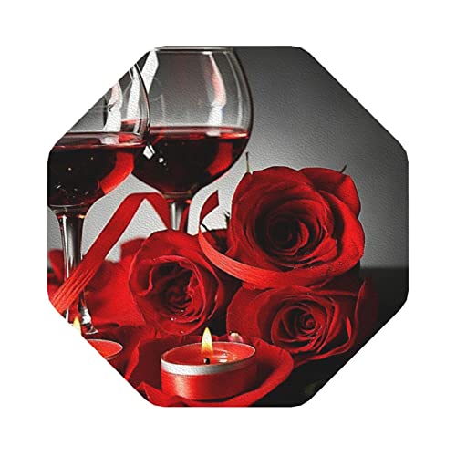 Lederuntersetzer mit Rotwein-Rosen- und Kerzendruck, 4er-Set, Kaffee-Tee-Untersetzer, Vier Formen zur Auswahl Lederuntersetzer mit Rotwein-Rosen- und Kerzendruck, 4er-Set, Kaffee-Tee-Untersetzer, Vier Formen zur Auswahl von GQWJKSZ