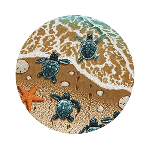 Lederuntersetzer mit Schildkröten am Strand-Aufdruck, 6er-Set, Kaffee-Tee-Untersetzer, Vier Formen zur Auswahl von GQWJKSZ