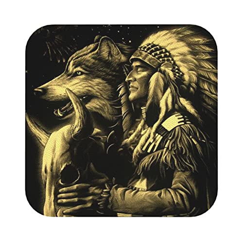 Lederuntersetzer mit Wolfsmotiv der amerikanischen Ureinwohner, 6er-Set, Kaffee-Tee-Untersetzer, Vier Formen zur Auswahl Lederuntersetzer mit Wolfsmotiv der amerikanischen Ureinwohner, 6er-Set, Kaffee-Tee-Untersetzer, Vier Formen zur Auswahl von GQWJKSZ