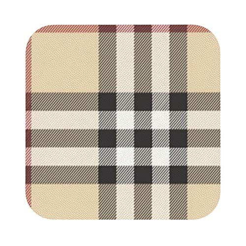 Lederuntersetzer mit grauem Plaid-Linien-Print, 6er-Set, Kaffee-Tee-Untersetzer, Vier Formen zur Auswahl Lederuntersetzer mit grauem Plaid-Linien-Print, 6er-Set, Kaffee-Tee-Untersetzer, Vier Formen zur Auswahl von GQWJKSZ