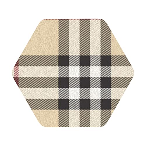 Lederuntersetzer mit grauem Plaid-Linien-Print, 6er-Set, Kaffee-Tee-Untersetzer, Vier Formen zur Auswahl Lederuntersetzer mit grauem Plaid-Linien-Print, 6er-Set, Kaffee-Tee-Untersetzer, Vier Formen zur Auswahl von GQWJKSZ