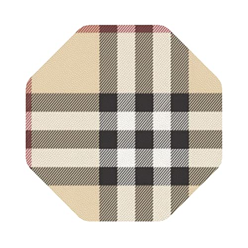 Lederuntersetzer mit grauem Plaid-Linien-Print, 6er-Set, Kaffee-Tee-Untersetzer, Vier Formen zur Auswahl Lederuntersetzer mit grauem Plaid-Linien-Print, 6er-Set, Kaffee-Tee-Untersetzer, Vier Formen zur Auswahl von GQWJKSZ
