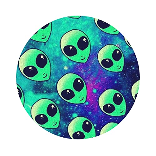 Lederuntersetzer mit grünem Alien-Print, 6er-Set, Kaffee-Tee-Untersetzer, Vier Formen zur Auswahl von GQWJKSZ