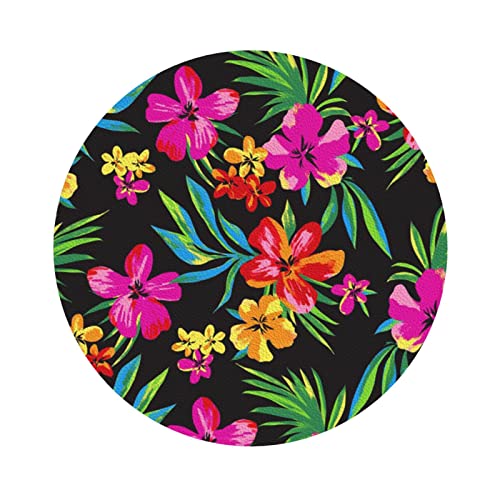 Lederuntersetzer mit hawaiianischem Buntem Blumendruck, 4er-Set, Kaffee-Tee-Untersetzer, Vier Formen zur Auswahl von GQWJKSZ