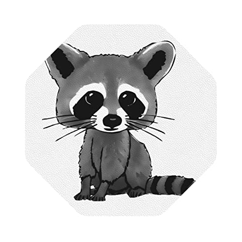Lederuntersetzer mit niedlichem Waschbär-Motiv im Cartoon-Stil, 4er-Set, Kaffee-Tee-Untersetzer, Vier Formen zur Auswahl Lederuntersetzer mit niedlichem Waschbär-Motiv im Cartoon-Stil, 4er-Set, Kaffee-Tee-Untersetzer, Vier Formen zur Auswahl von GQWJKSZ