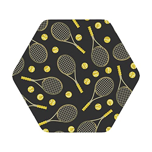 Lustige Tennisschläger und Tennisbälle Bedruckte Lederuntersetzer, 6er-Set, Kaffee-Tee-Untersetzer, Vier Formen zur Auswahl Lustige Tennisschläger und Tennisbälle Bedruckte Lederuntersetzer, 6er-Set, Kaffee-Tee-Untersetzer, Vier Formen zur Auswahl von GQWJKSZ