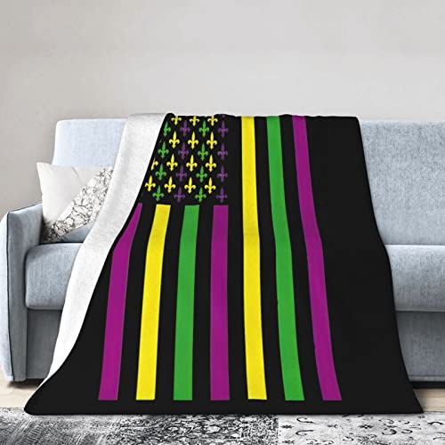 Mardi Gras 2023 Flannel Blanket Ultra Soft Micro Fleece Throw Blankets Warm Air Conditioning Lightweight Bedding for Sofa Couch Chair All Season von GQWJKSZ