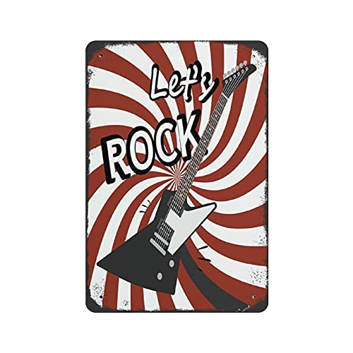 Metall-Blechschild, Rock-Gitarren-Poster, Musik-Blechschild, Metall-Aluminium-Schild, Vintage-Wanddekoration, Retro-Poster für Bars, Restaurants, Cafés, Kneipen, Heimdekoration, 30,5 x 20,3 cm von GQWJKSZ