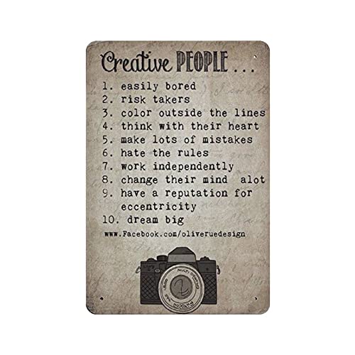Metall-Blechschild „Creative People Easy Bored“, Kunstwerk, Poster, Außenschild, Vintage-Dekor, Plakette, Poster, Höhle, Garage, Kneipe, Bar, Küche, Heimdekoration, 30,5 x 20,3 cm Metall-Blechschild „Creative People Easy Bored“, Kunstwerk, Poster, Außenschild, Vintage-Dekor, Plakette, Poster, Höhle, Garage, Kneipe, Bar, Küche, Heimdekoration, 30,5 x 20,3 cm von GQWJKSZ