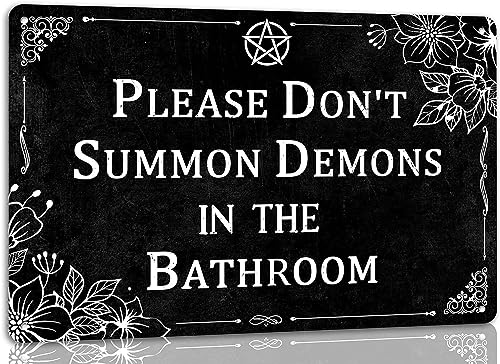 Metall-Blechschild „Please Don't Summon Demons in the Bathroom“, Vintage-Wanddekoration, Halloween-Dekoration, Zuhause, Küche, Bauernhaus-Dekor, Retro-Poster, 20,3 x 30,5 cm von GQWJKSZ