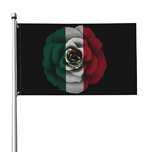 Mexiko-Flagge, Rosenflagge, 90 x 150 cm, Banner, Poster, dekorativer Hintergrund, Wanddekoration aus Polyester, für Garten, Hof, Haus, Esszimmer und Außenbereich Mexiko-Flagge, Rosenflagge, 90 x 150 cm, Banner, Poster, dekorativer Hintergrund, Wanddekoration aus Polyester, für Garten, Hof, Haus, Esszimmer und Außenbereich von GQWJKSZ