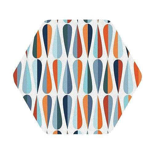Mid-Century Modern Retro mit Tropfenformen-Druck, Leder-Untersetzer, 4er-Set, Kaffee-Tee-Untersetzer, Vier Formen zur Auswahl Mid-Century Modern Retro mit Tropfenformen-Druck, Leder-Untersetzer, 4er-Set, Kaffee-Tee-Untersetzer, Vier Formen zur Auswahl von GQWJKSZ