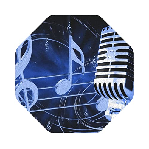 Mikrofon mit Musiknoten-Druck, Lederuntersetzer, 6er-Set, Kaffee-Tee-Untersetzer, Vier Formen zur Auswahl Mikrofon mit Musiknoten-Druck, Lederuntersetzer, 6er-Set, Kaffee-Tee-Untersetzer, Vier Formen zur Auswahl von GQWJKSZ
