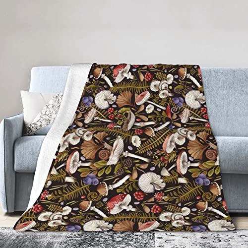 Mushrooms Flannel Blanket Ultra Soft Micro Fleece Throw Blankets Warm Air Conditioning Lightweight Bedding for Sofa Couch Chair All Season von GQWJKSZ