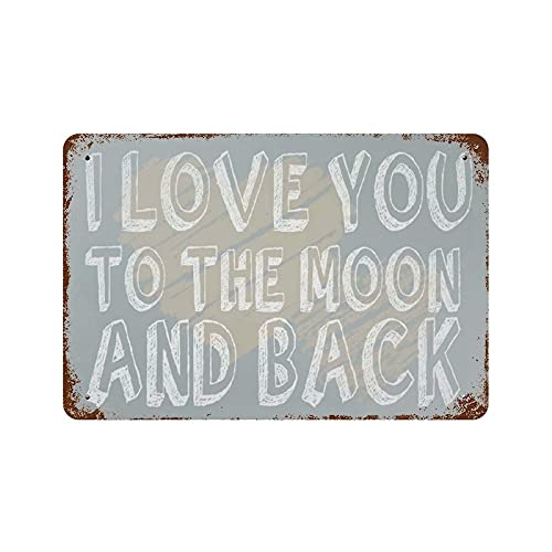 Poster mit Aufschrift „I Love You to The Moon And Back“, Vintage-Stil, Eisen, für Zuhause, Bar, Wanddekoration, Kunstdruck, Restaurant-Dekoration, 20 x 30 cm von GQWJKSZ