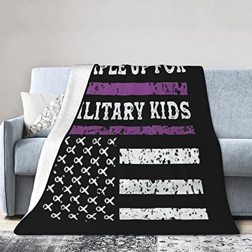 Purple Up Military Kids Military Child Month Flannel Blanket Ultra Soft Micro Fleece Throw Blankets Warm Air Conditioning Lightweight Bedding for Sofa Couch Chair All Season von GQWJKSZ