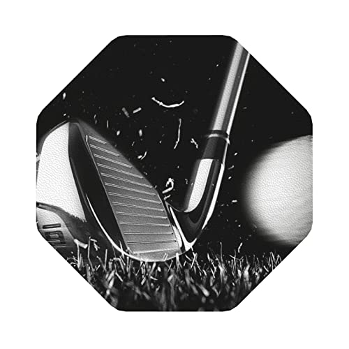 Schwarz-weiße Lederuntersetzer mit Golf-Print, 6er-Set, Kaffee-Tee-Untersetzer, Vier Formen zur Auswahl Schwarz-weiße Lederuntersetzer mit Golf-Print, 6er-Set, Kaffee-Tee-Untersetzer, Vier Formen zur Auswahl von GQWJKSZ