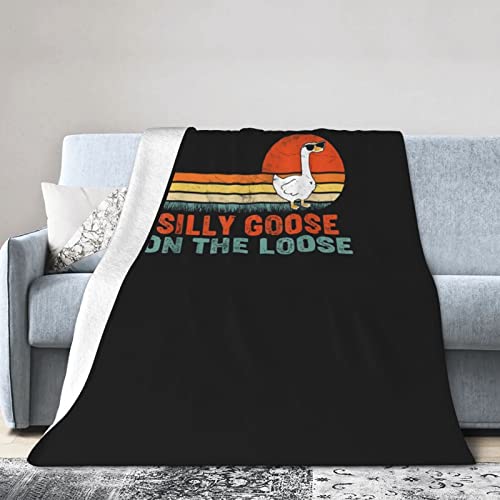 Silly Goose On The Loose Flannel Blanket Ultra Soft Micro Fleece Throw Blankets Warm Air Conditioning Lightweight Bedding for Sofa Couch Chair All Season von GQWJKSZ
