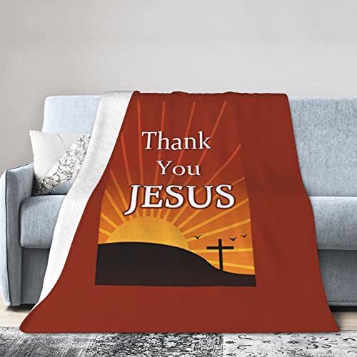Thank You Jesus Flannel Blanket Ultra Soft Micro Fleece Throw Blankets Warm Air Conditioning Lightweight Bedding for Sofa Couch Chair All Season von GQWJKSZ