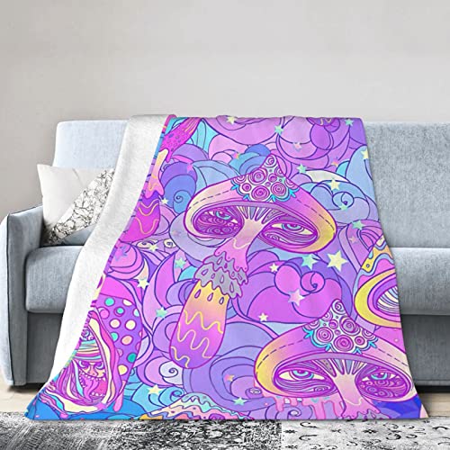 Trippy Mushroom Flannel Blanket Ultra Soft Micro Fleece Throw Blankets Warm Air Conditioning Lightweight Bedding for Sofa Couch Chair All Season von GQWJKSZ