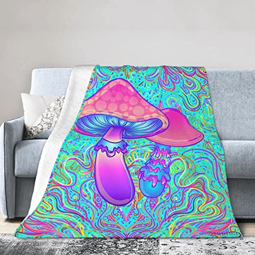 Trippy Mushroom Flannel Blanket Ultra Soft Micro Fleece Throw Blankets Warm Air Conditioning Lightweight Bedding for Sofa Couch Chair All Season von GQWJKSZ
