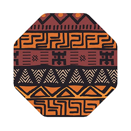 Untersetzer aus Leder mit afrikanischem Schlammtuch-Tribal-Print, 4er-Set, Kaffee-Tee-Untersetzer, Vier Formen zur Auswahl von GQWJKSZ