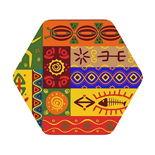 Untersetzer aus Leder mit afrikanischen Nationalmustern, 4er-Set, Kaffee-Tee-Untersetzer, Vier Formen zur Auswahl Untersetzer aus Leder mit afrikanischen Nationalmustern, 4er-Set, Kaffee-Tee-Untersetzer, Vier Formen zur Auswahl von GQWJKSZ